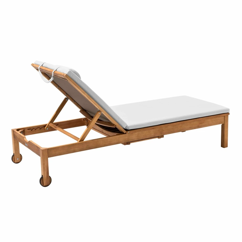 Lot De 2 Bains De Soleil Avec Coussin Et Tablette En Bois écru 4 Lot De 2 Bains De Soleil Avec Coussin Et Tablette En Bois écru – Image 4