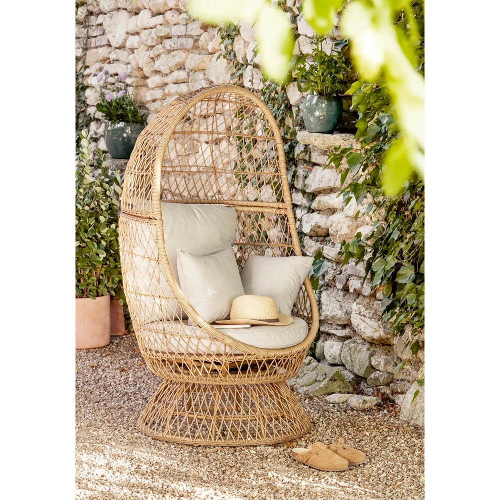 Fauteuil De Jardin Œuf Rotatif Ligne AGAPE En Résine Imitation Bambou 2 Fauteuil De Jardin Œuf Rotatif Ligne AGAPE En Résine Imitation Bambou – Image 2