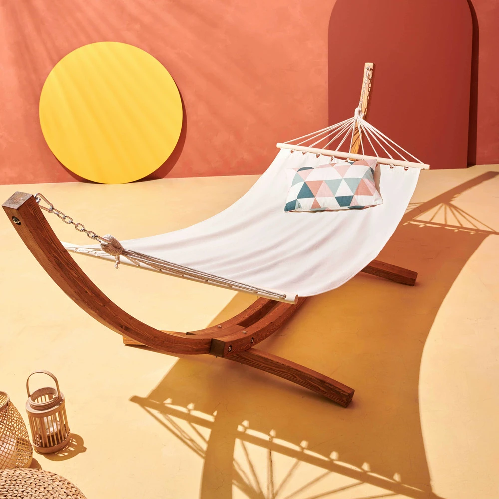 Hamac Sur Pied En Bois Blanc 6 Hamac Sur Pied En Bois Blanc – Image 6