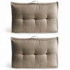 Lot 2 Coussins Palette Dossier Polyester Taupe 60x40x12 Cm