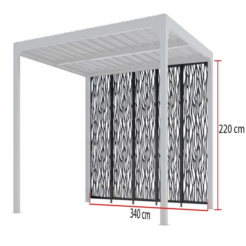 5 Panneaux Moucharabieh En Acier époxy Gris Pour Côté 3,60m De La Pergola Bioclimatique Alu 10,80m² Habrita 3 5 Panneaux Moucharabieh En Acier époxy Gris Pour Côté 3,60m De La Pergola Bioclimatique Alu 10,80m² Habrita – Image 3