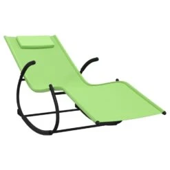 VIDAXL Chaise Longue à Bascule Vert Acier Et Textilène