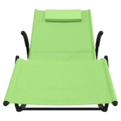 VIDAXL Chaise Longue à Bascule Vert Acier Et Textilène 8 VIDAXL Chaise Longue à Bascule Vert Acier Et Textilène -Mobilier De Jardin 644be8b2b456f1.18285588