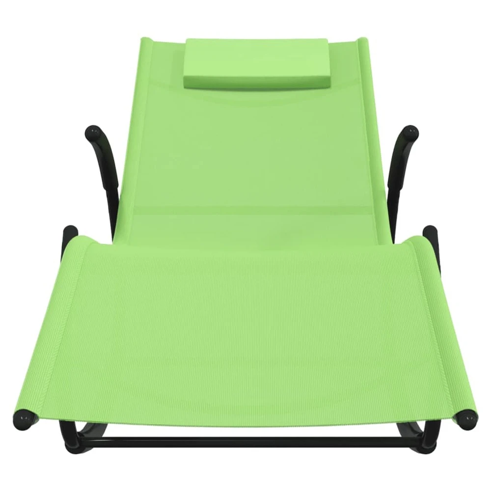 VIDAXL Chaise Longue à Bascule Vert Acier Et Textilène 3 VIDAXL Chaise Longue à Bascule Vert Acier Et Textilène – Image 3