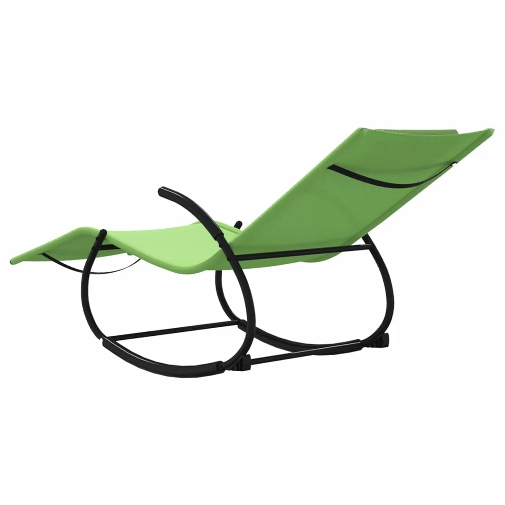 VIDAXL Chaise Longue à Bascule Vert Acier Et Textilène 5 VIDAXL Chaise Longue à Bascule Vert Acier Et Textilène – Image 5