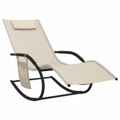 VIDAXL Chaises Longues à Bascule 2 Pcs Crème Acier Et Textilène -Mobilier De Jardin 64535012d5efb9.92953639
