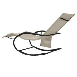VIDAXL Chaises Longues à Bascule 2 Pcs Crème Acier Et Textilène -Mobilier De Jardin 64535012d8cd06.67150932