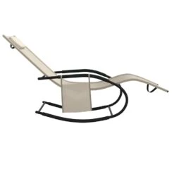 VIDAXL Chaises Longues à Bascule 2 Pcs Crème Acier Et Textilène -Mobilier De Jardin 64535012deed02.38365469