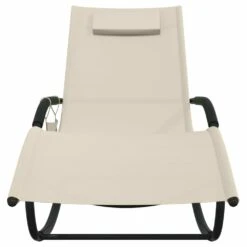 VIDAXL Chaises Longues à Bascule 2 Pcs Crème Acier Et Textilène -Mobilier De Jardin 64535012e4dce0.74281194