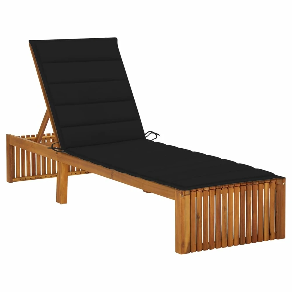 VIDAXL Chaise Longue Avec Coussin Bois D'acacia Solide 1 VIDAXL Chaise Longue Avec Coussin Bois D'acacia Solide