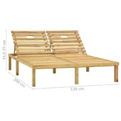 VIDAXL Chaise Longue Double Et Coussins Bleu Pin Imprégné -Mobilier De Jardin 645353206b4ca0.79535568