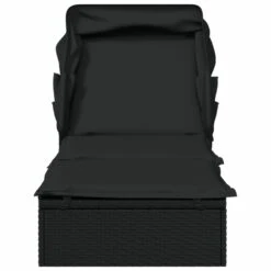 VIDAXL Transat Avec Toit Pliable Noir 213x63x97 Cm Résine Tressée -Mobilier De Jardin 645ecef57a5ab4.02476167