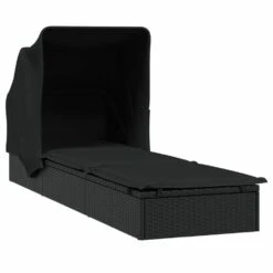VIDAXL Transat Avec Toit Pliable Noir 213x63x97 Cm Résine Tressée -Mobilier De Jardin 645ecef57dbfd9.21130365