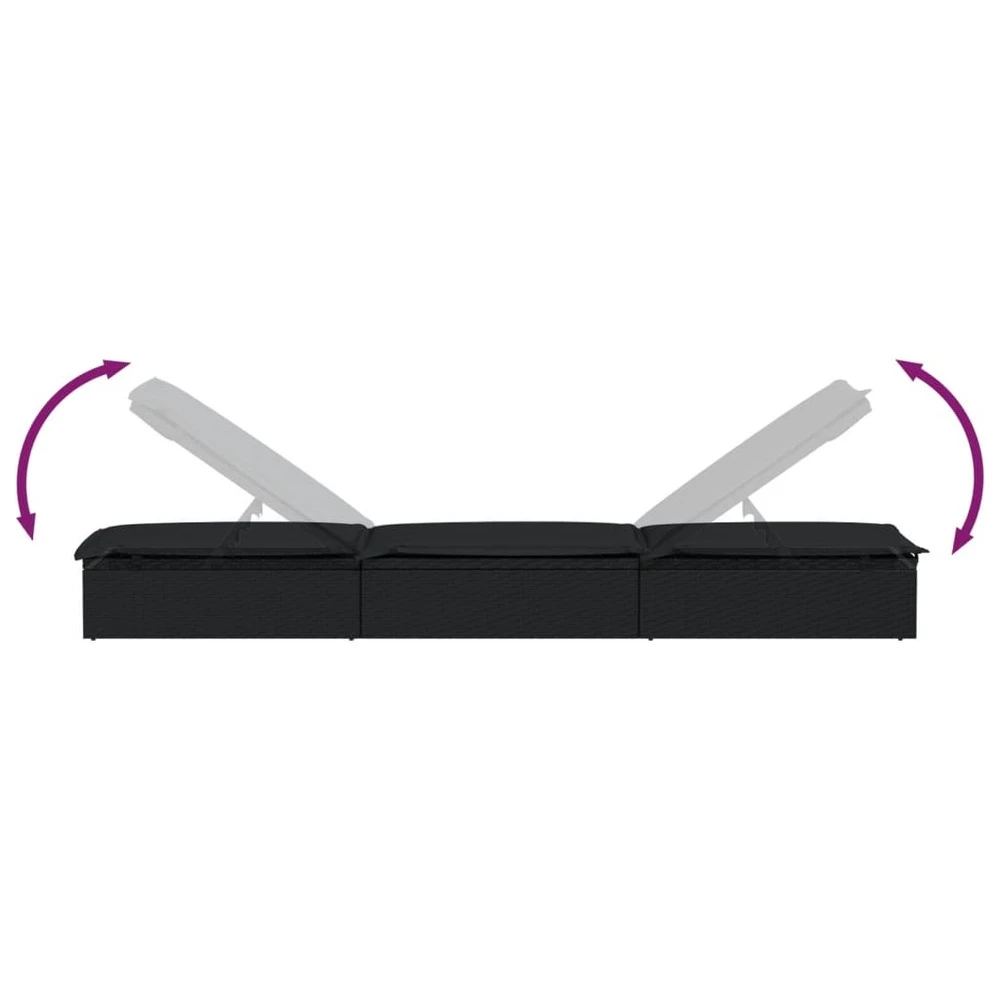 VIDAXL Transats 2 Pcs Avec Table Noir Résine Tressée 7 VIDAXL Transats 2 Pcs Avec Table Noir Résine Tressée – Image 7