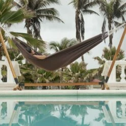 Toile De Hamac Marron. 1 Personne. 100% Polycoton. 220x140cm -Mobilier De Jardin 64627e17ee54c9.87274872