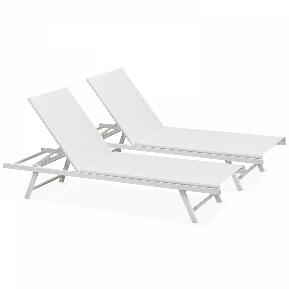 Lot De 2 Bains De Soleil En Acier Blanc 1 Lot De 2 Bains De Soleil En Acier Blanc