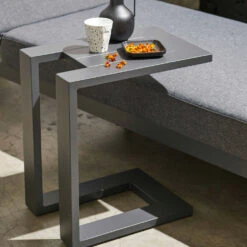 Lot De 2 Bains De Soleil Avec Tablettes En Aluminium Gris -Mobilier De Jardin 646e012116be70.08192979