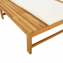 VIDAXL Chaise Longue Coussin/oreiller Blanc Crème Bois Massif Acacia -Mobilier De Jardin 646f54e22a61c0.29666888