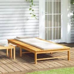 VIDAXL Chaise Longue Coussin/oreiller Blanc Crème Bois Massif Acacia -Mobilier De Jardin 646f54e22d64f6.56757023