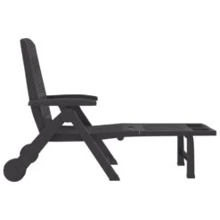 VIDAXL Chaise Longue Pliable Avec Roues Anthracite Pp -Mobilier De Jardin 6470a72b19b767.35661516