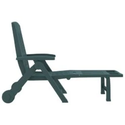 VIDAXL Chaise Longue Pliable Avec Roues Vert Pp -Mobilier De Jardin 6470a72d463a59.65136208