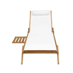 Lot De 2 Bains De Soleil Avec Coussin Et Tablette En Bois Blanc -Mobilier De Jardin 648864f9c7ec82.95043551