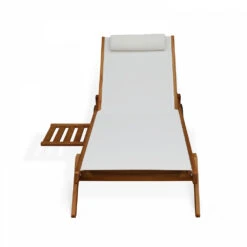 Lot De 2 Bains De Soleil Avec Coussin Et Tablette En Bois Blanc -Mobilier De Jardin 648864f9cfdb84.94921274