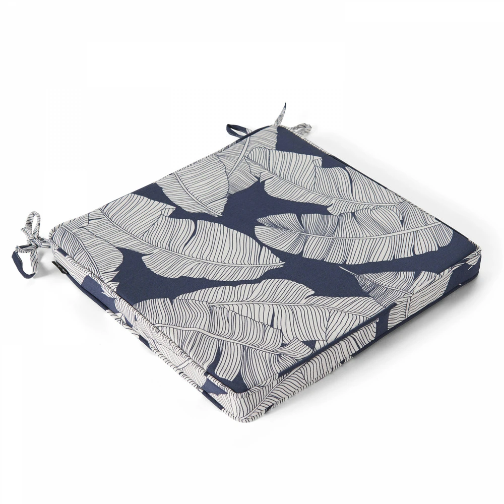 Lot De 4 Galettes De Chaise Polyester Abaca Bleu 40x40x3 Cm 2 Lot De 4 Galettes De Chaise Polyester Abaca Bleu 40x40x3 Cm – Image 2