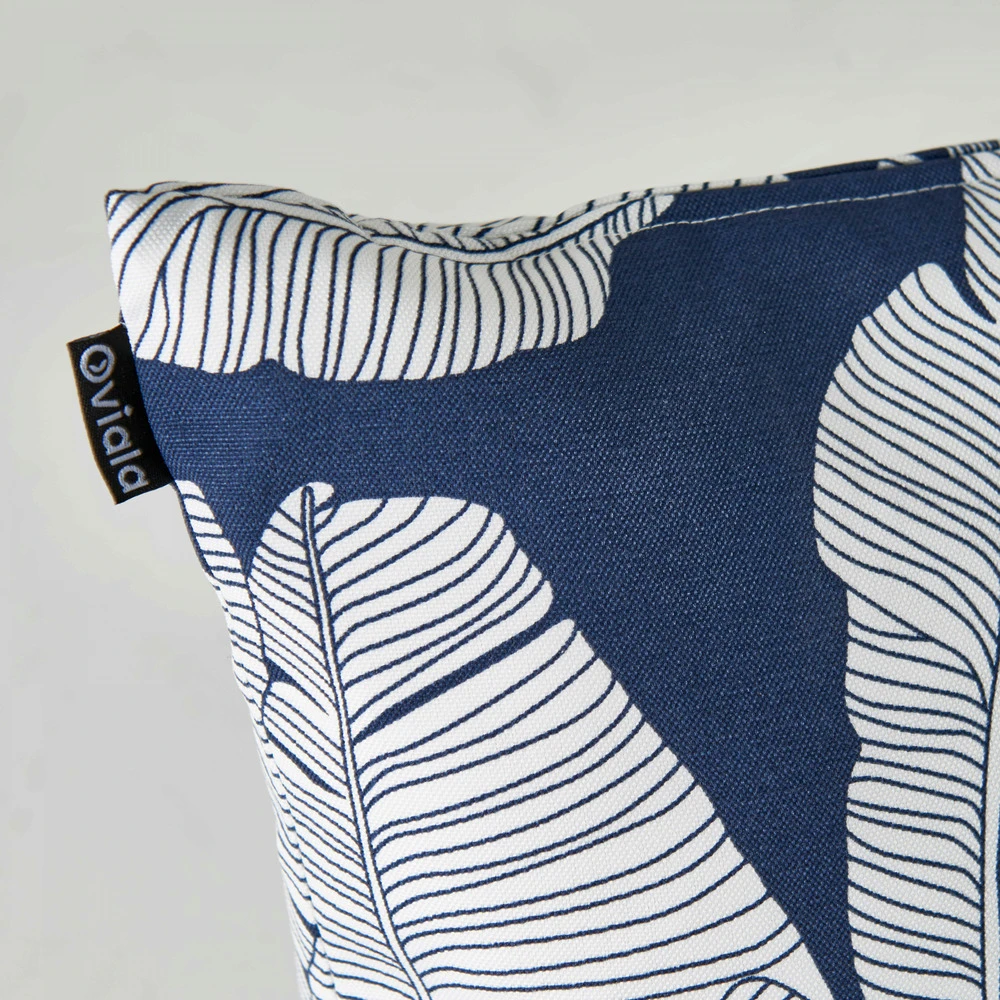 Lot De 2 Coussins Carrés Polyester Abaca Bleu 45x45x8 Cm 3 Lot De 2 Coussins Carrés Polyester Abaca Bleu 45x45x8 Cm – Image 3