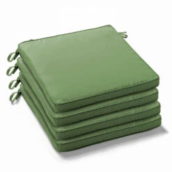 Lot De 4 Galettes De Chaise Polyester Vert Cactus 40x40x3 Cm