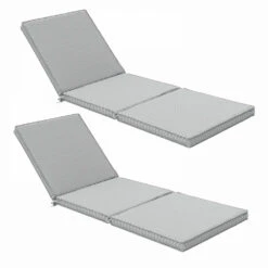 Lot De 2 Coussins Bain De Soleil Polyester Blanc 186x60x5 Cm