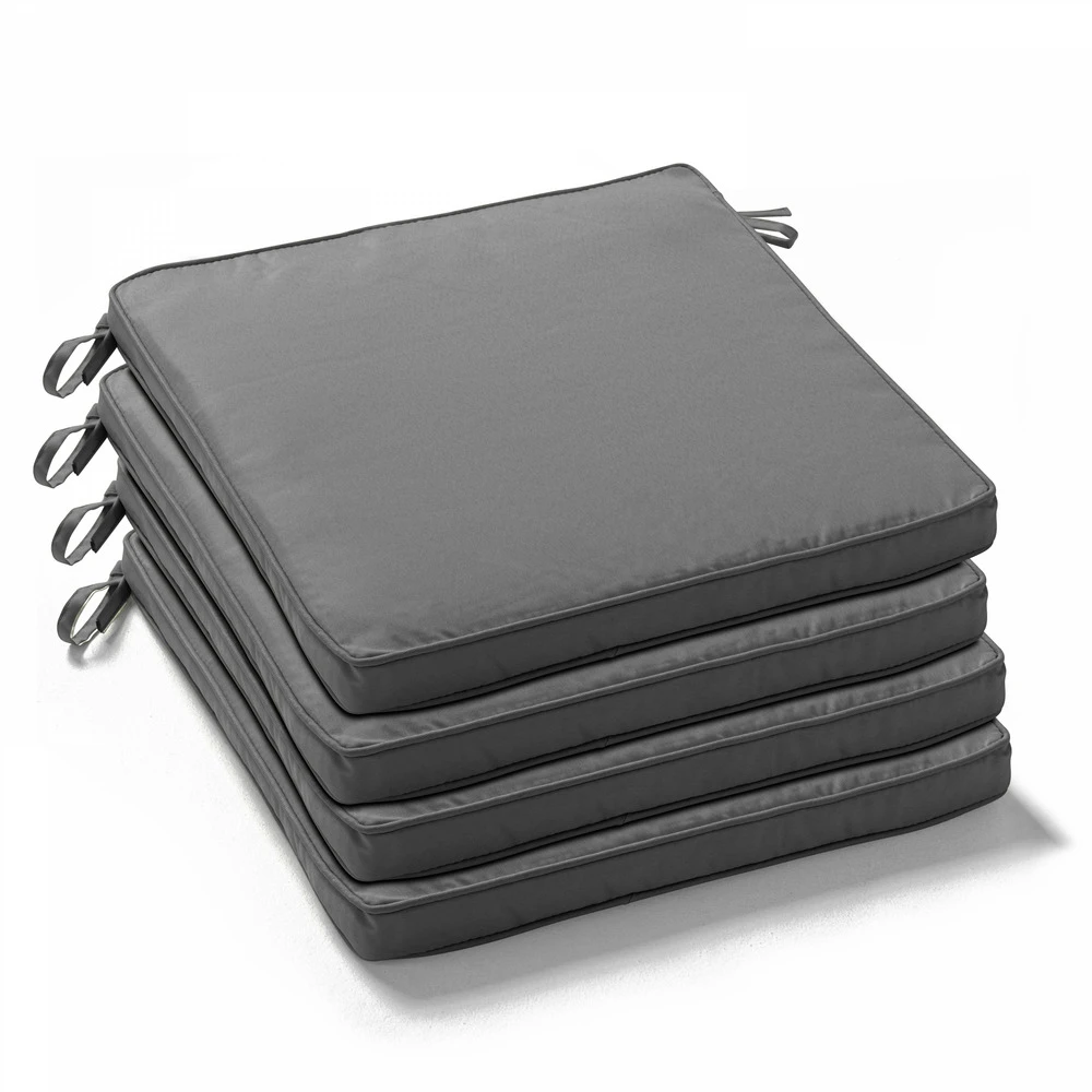 Lot De 4 Galettes De Chaise Polyester Gris 40x40x3 Cm 1 Lot De 4 Galettes De Chaise Polyester Gris 40x40x3 Cm