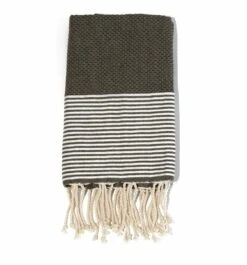 Fouta En Coton Tissage Nid D'abeille Ziwane 100x200cm Gris Foncé