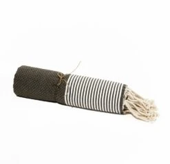 Fouta En Coton Tissage Nid D'abeille Ziwane 100x200cm Gris Foncé -Mobilier De Jardin 648b5530409f84.35840652