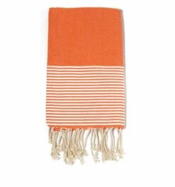 Fouta En Coton Tissage Nid D'abeille Ziwane 100x200cm Orange
