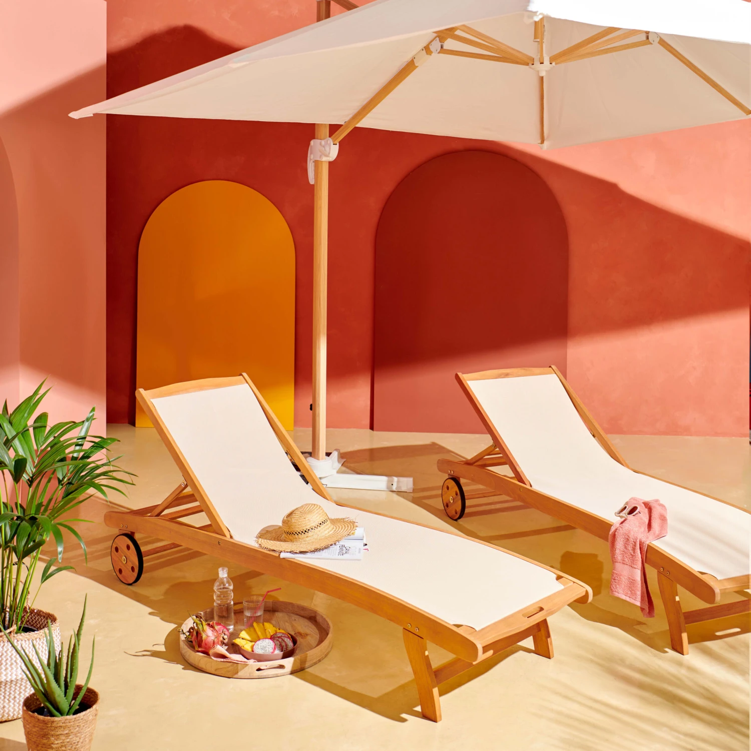 Lot De 2 Bains De Soleil En Eucalyptus écru 6 Lot De 2 Bains De Soleil En Eucalyptus écru – Image 6