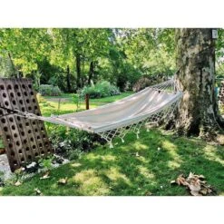 Hamac GraphiK à Franges Uni écru Pur Coton Certifié FSC 100% -Mobilier De Jardin 757425 010