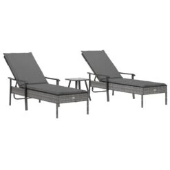 VIDAXL Chaises Longues 2pcs Avec Table Et Coussins Gris Résine Tressée 9 VIDAXL Chaises Longues 2pcs Avec Table Et Coussins Gris Résine Tressée -Mobilier De Jardin 9001b9c77439d9ac