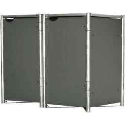 Cache-poubelle 2 Compartiments Müllbox En Aluminium Gris 2x240L – HIDE -Mobilier De Jardin cache poubelle 2 compartiments mullbox en aluminium gris 2x240l hide 2