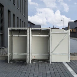 Cache-poubelle 2 Compartiments Müllbox En Aluminium Gris 2x240L – HIDE -Mobilier De Jardin cache poubelle 2 compartiments mullbox en aluminium gris 2x240l hide 3