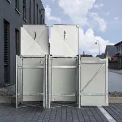 Cache-poubelle 2 Compartiments Müllbox En Aluminium Gris 2x240L – HIDE -Mobilier De Jardin cache poubelle 2 compartiments mullbox en aluminium gris 2x240l hide 4