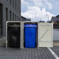 Cache-poubelle 2 Compartiments Müllbox En Aluminium Gris 2x240L – HIDE -Mobilier De Jardin cache poubelle 2 compartiments mullbox en aluminium gris 2x240l hide 5