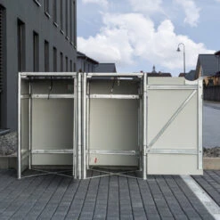 Cache-poubelle 2 Compartiments Müllbox En Aluminium Noir 2x240L – HIDE -Mobilier De Jardin cache poubelle 2 compartiments mullbox en aluminium noir 2x240l hide 2