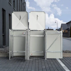 Cache-poubelle 2 Compartiments Müllbox En Aluminium Noir 2x240L – HIDE -Mobilier De Jardin cache poubelle 2 compartiments mullbox en aluminium noir 2x240l hide 3