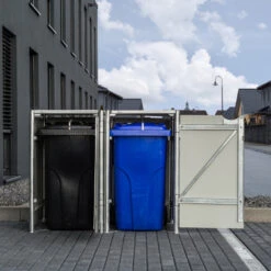 Cache-poubelle 2 Compartiments Müllbox En Aluminium Noir 2x240L – HIDE -Mobilier De Jardin cache poubelle 2 compartiments mullbox en aluminium noir 2x240l hide 4