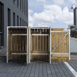 Cache-poubelle 2 Compartiments Müllbox En Bois Traité Naturel 2x140L – HIDE -Mobilier De Jardin cache poubelle 2 compartiments mullbox en bois traite naturel 2x140l hide 4