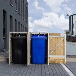 Cache-poubelle 2 Compartiments Müllbox En Bois Traité Naturel 2x140L – HIDE -Mobilier De Jardin cache poubelle 2 compartiments mullbox en bois traite naturel 2x140l hide 5