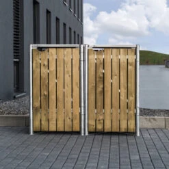 Cache-poubelle 2 Compartiments Müllbox En Bois Traité Naturel 2x240L – HIDE -Mobilier De Jardin cache poubelle 2 compartiments mullbox en bois traite naturel 2x240l hide 3