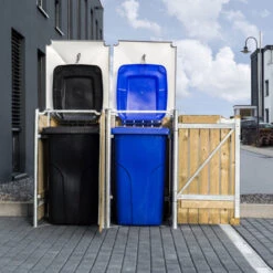 Cache-poubelle 2 Compartiments Müllbox En Bois Traité Naturel 2x240L – HIDE -Mobilier De Jardin cache poubelle 2 compartiments mullbox en bois traite naturel 2x240l hide 4