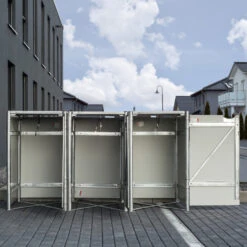 Cache-poubelle 3 Compartiments Müllbox En Aluminium Noir 3x140L – HIDE -Mobilier De Jardin cache poubelle 3 compartiments mullbox en aluminium noir 3x140l hide 3